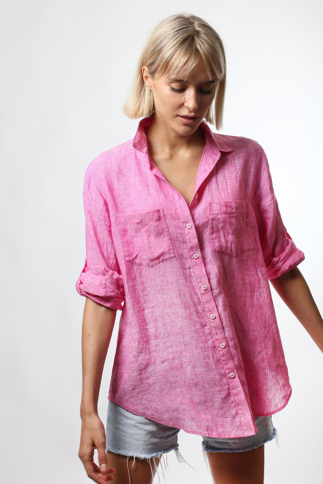 PINK Boyfriend Linen Shirt