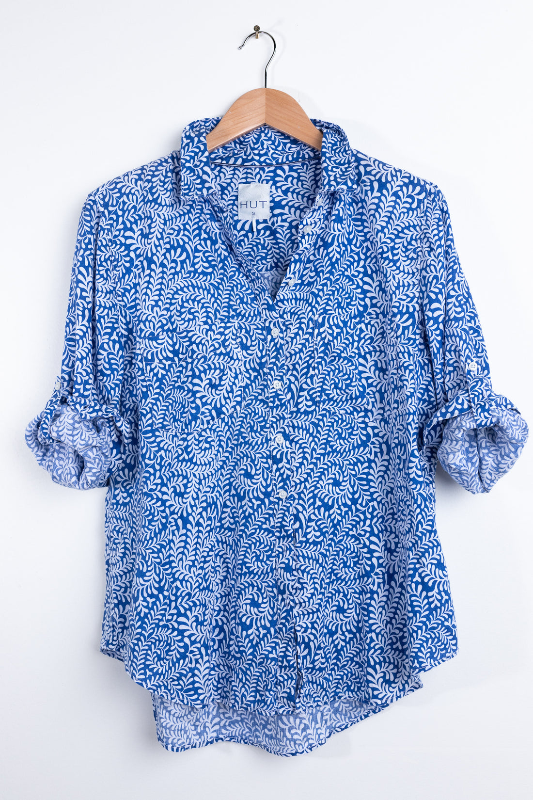 Blue Swirl Boyfriend Linen Shirt