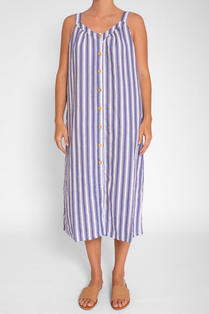 Summer Day Stripe Linen Midi Dress