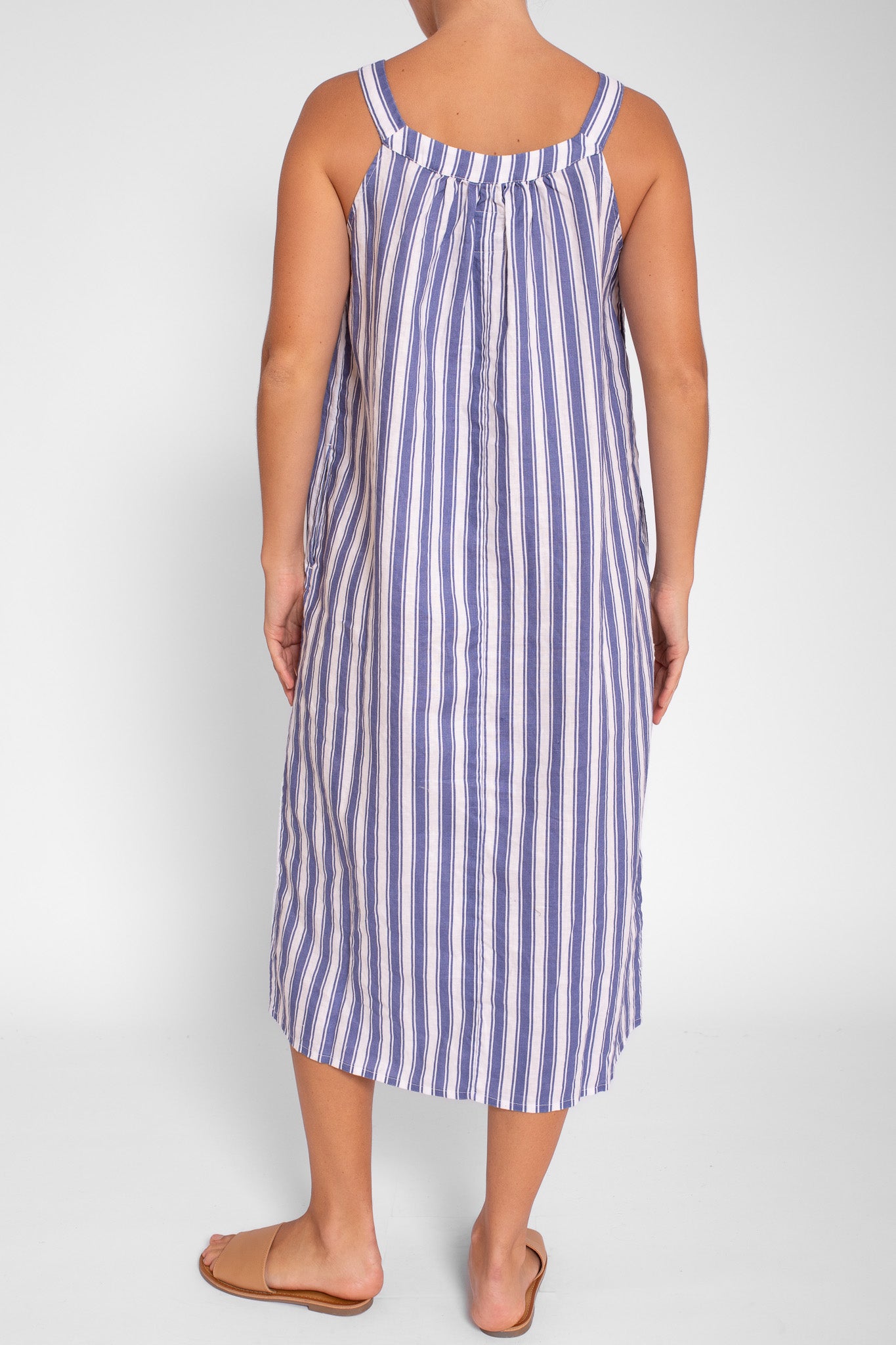 Summer Day Stripe Linen Midi Dress