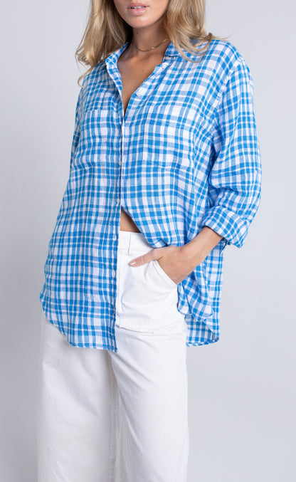 Check Boyfriend Linen Shirt