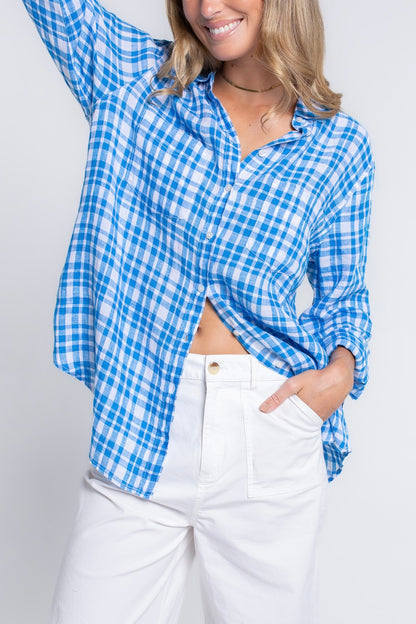 Check Boyfriend Linen Shirt