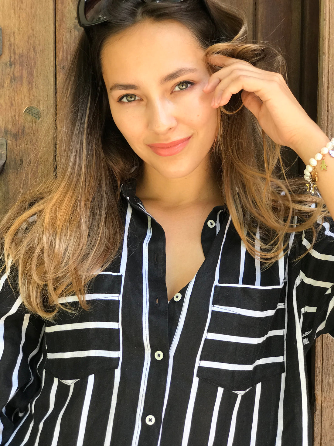 Black &amp; White Striped Boyfriend Linen Shirt