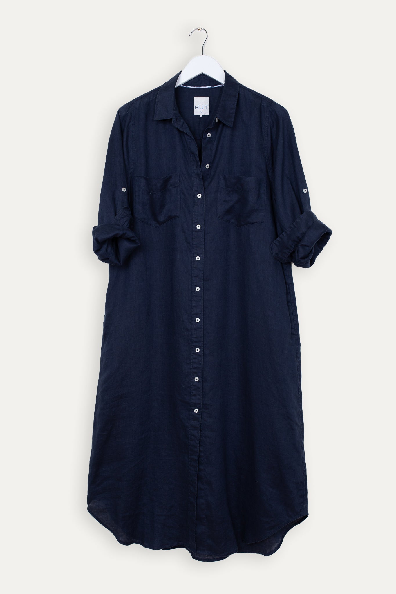 Boyfriend Linen Shirtdress Navy