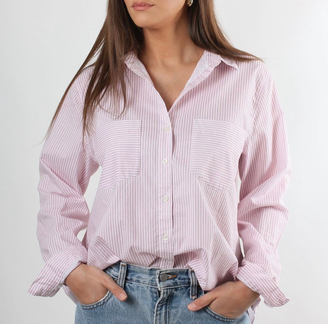 Candy Pink Stripe Cotton Poplin Shirt