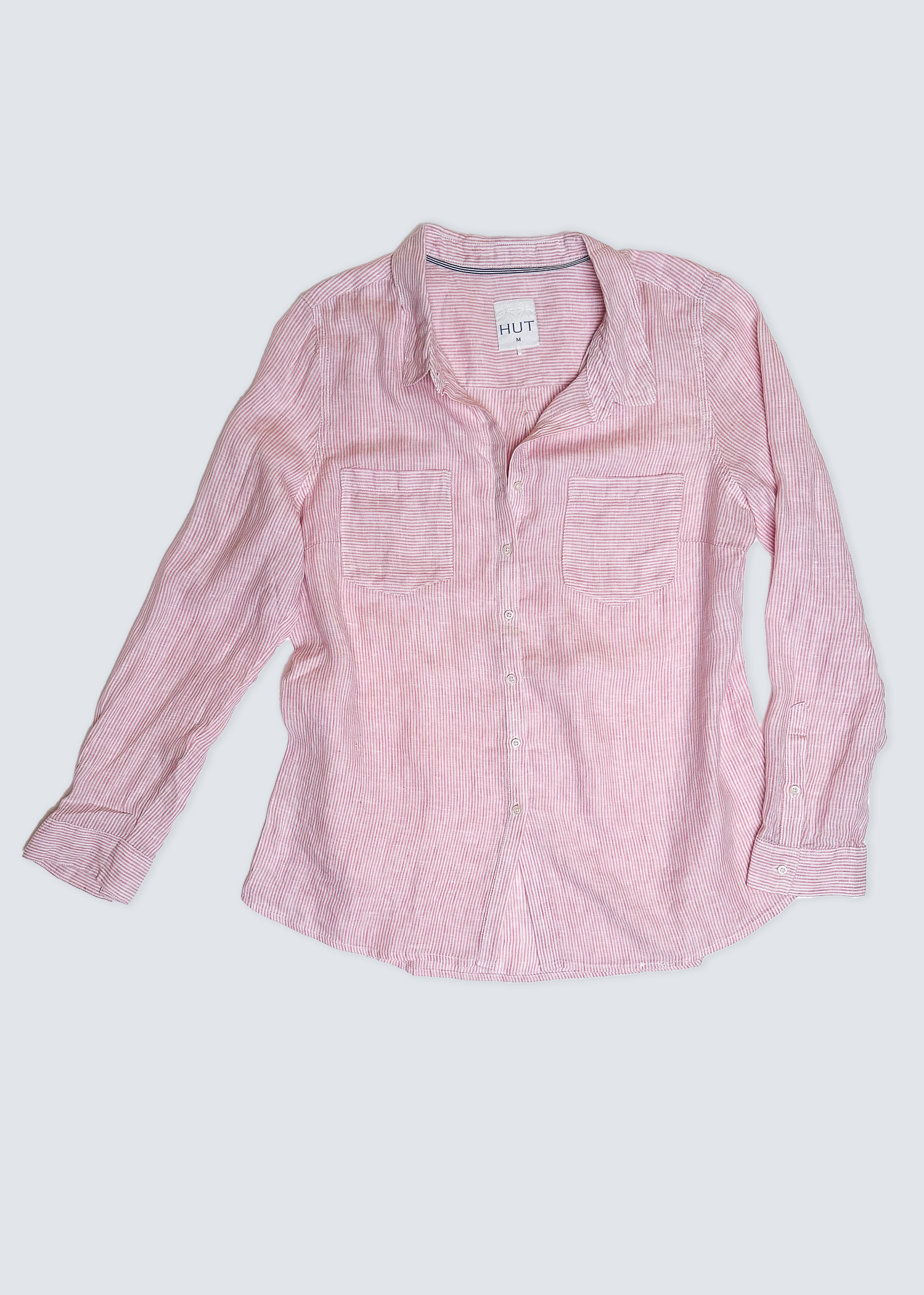 Ballerina Pink Micro Stripe Regular Fit Linen Shirt