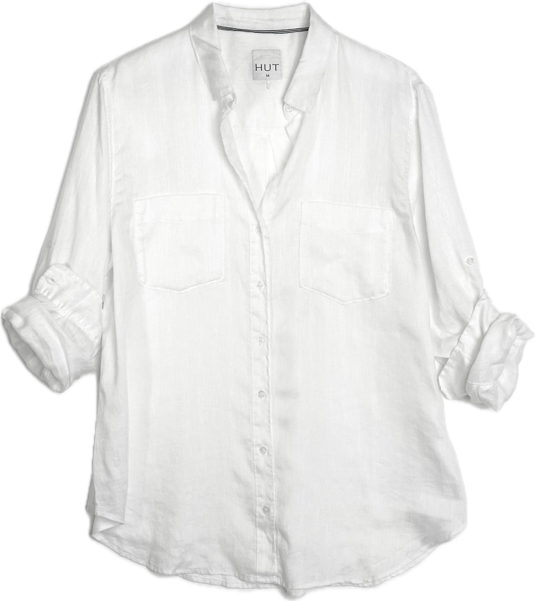 White Self Stripe Boyfriend Linen Shirt