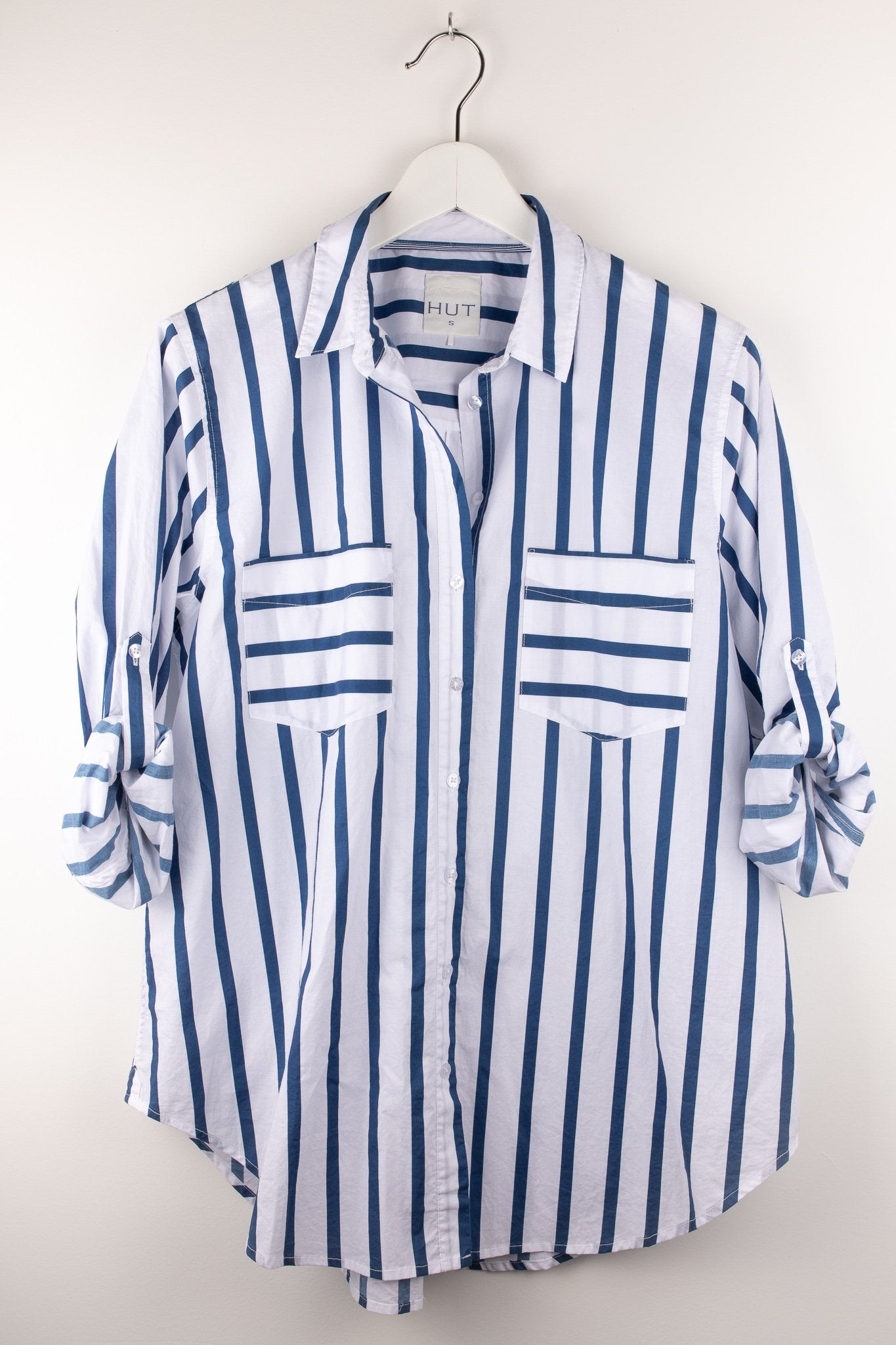 Denim Stripe Cotton Poplin Shirt