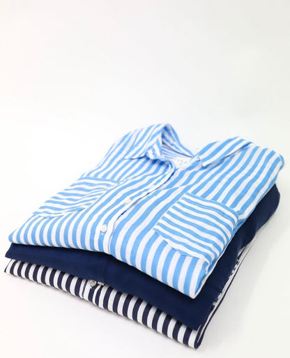 Blue and White Stripe Regular Fit Shirt