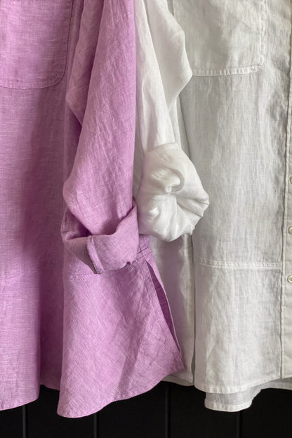 White Peplum Linen Shirt