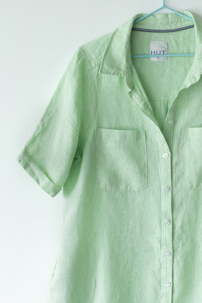 Pistachio Linen Shirtdress