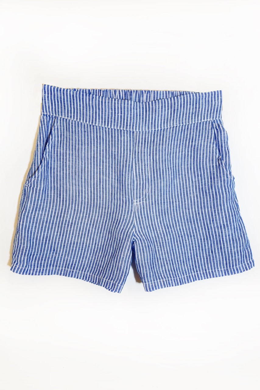 Electric Blue Chambray Linen Short