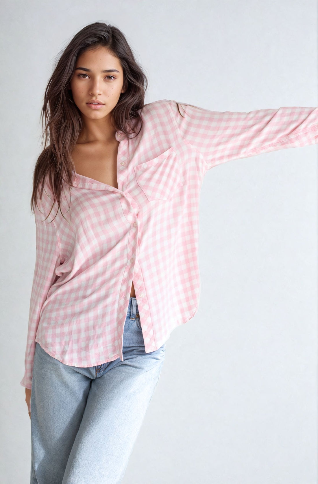 Baby Pink Gingham Monica Shirt