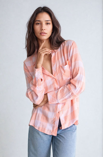 Apricot Gingham Monica Shirt