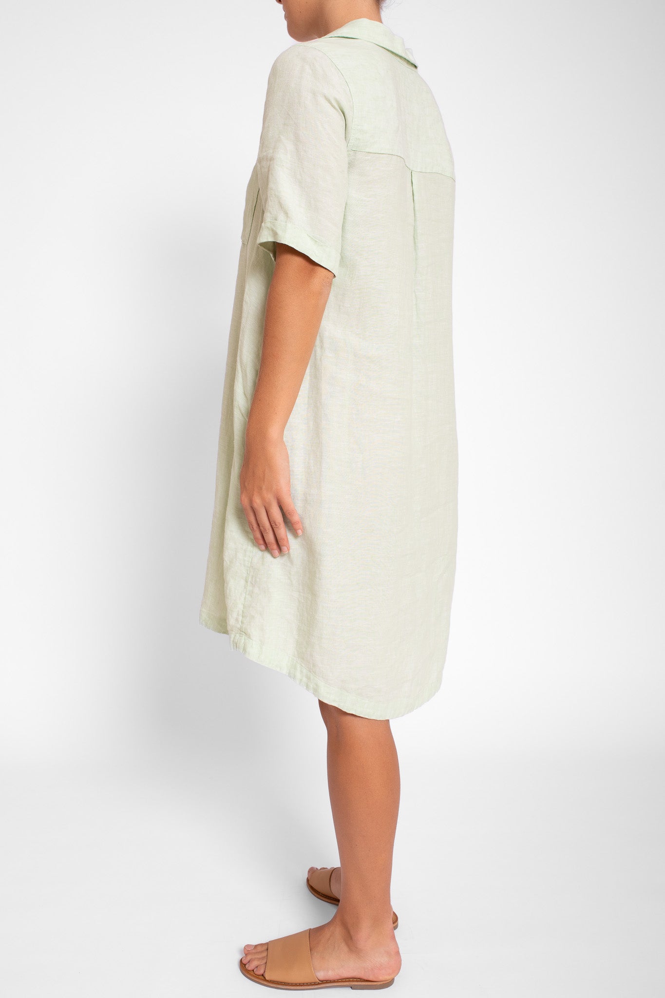 Pistachio Linen Shirtdress