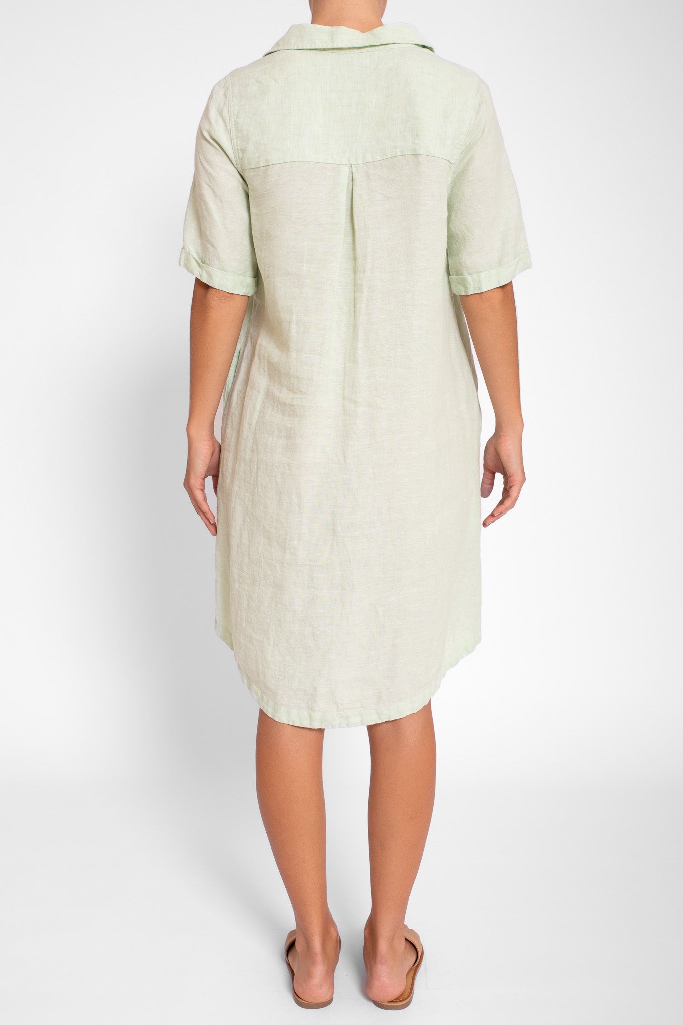 Pistachio Linen Shirtdress