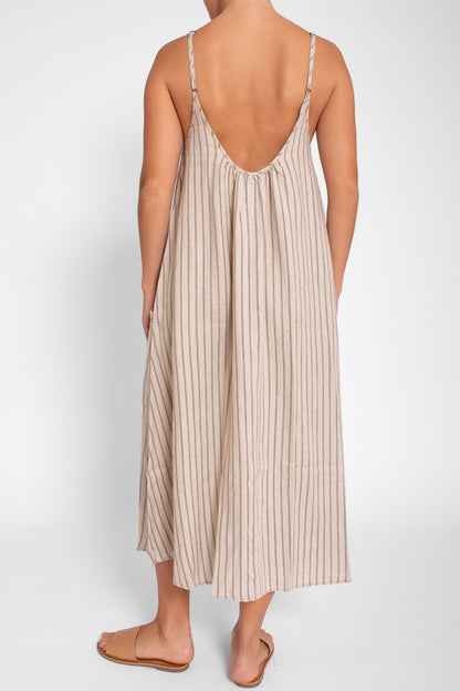 Stripe Linen Beach Dress