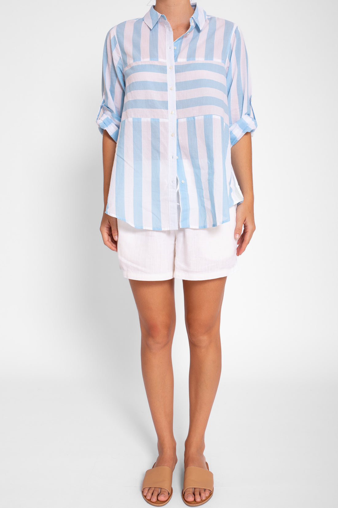 Malibu Blue Stripe Cotton Voile Shirt