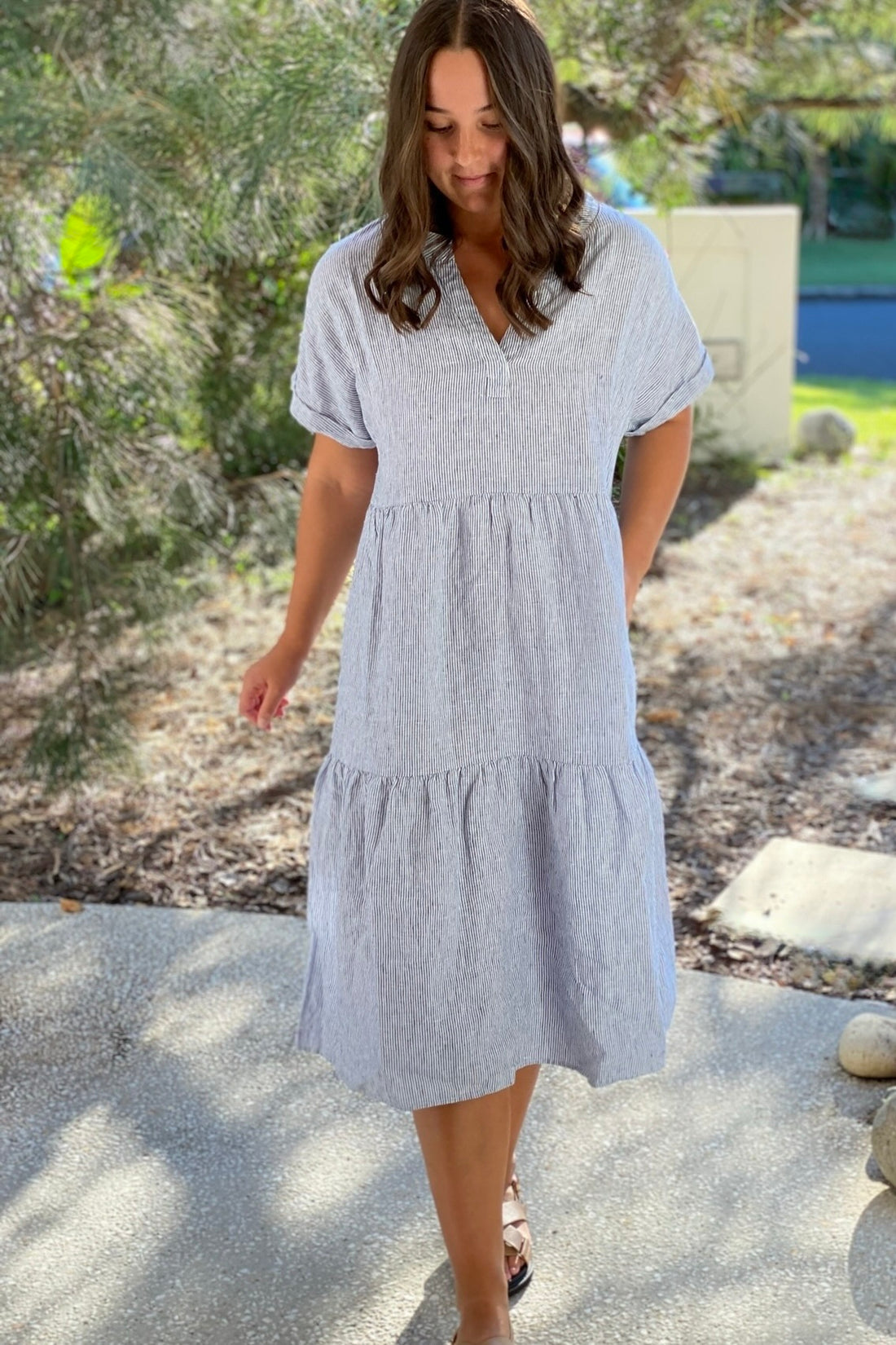 Blue &amp; White Micro Stripe Dress - TOP SELLING!!