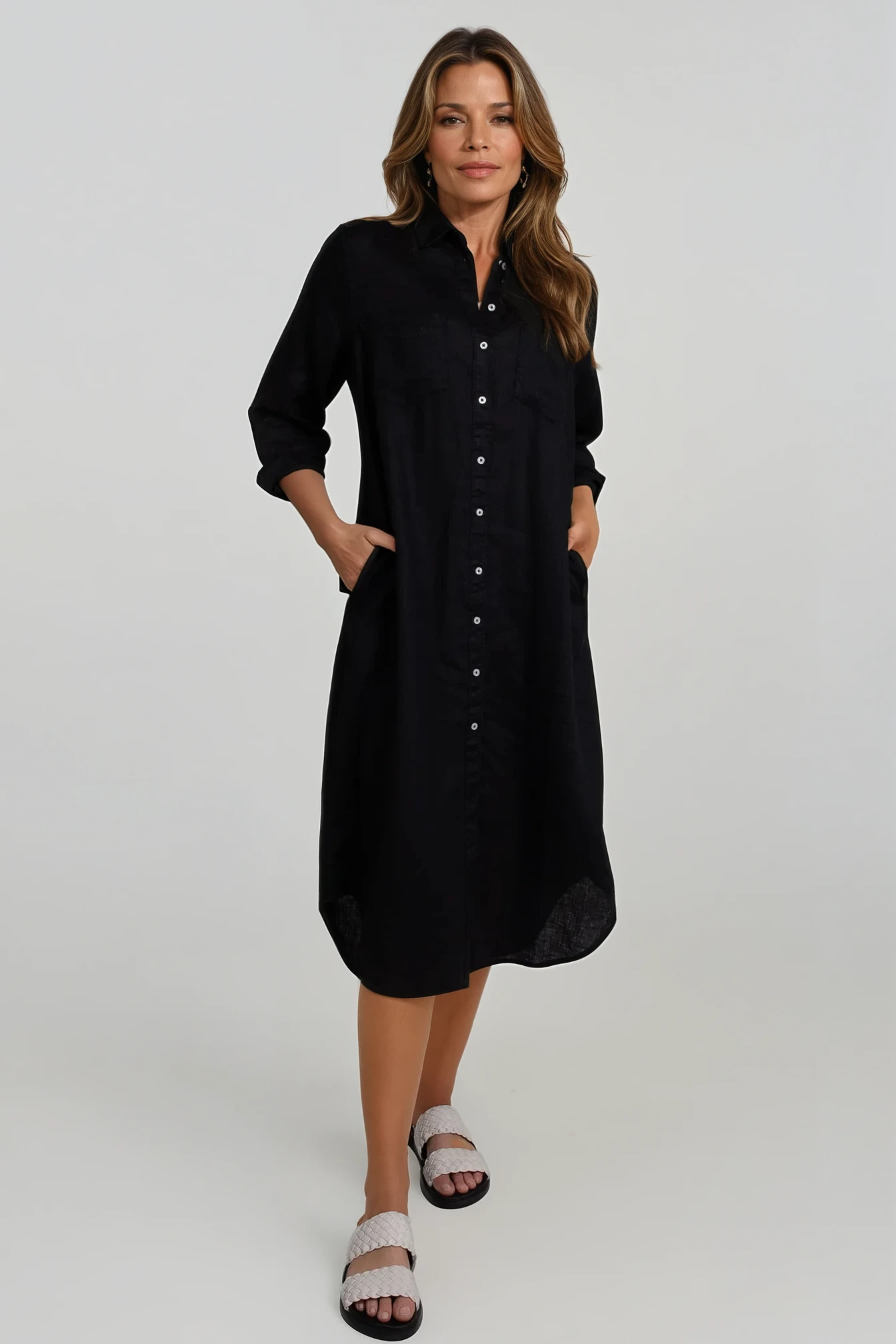 Boyfriend Linen Shirtdress Black