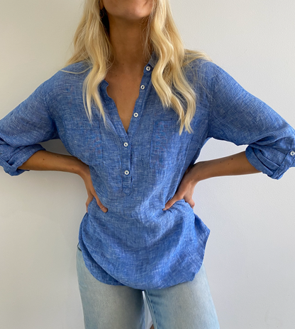 Blue Chambray Oversized Popover Shirt