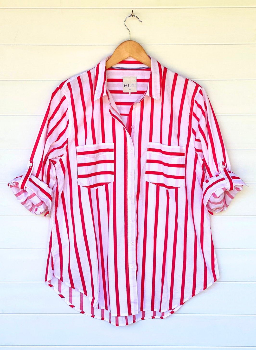 Red Stripe Cotton Poplin Shirt