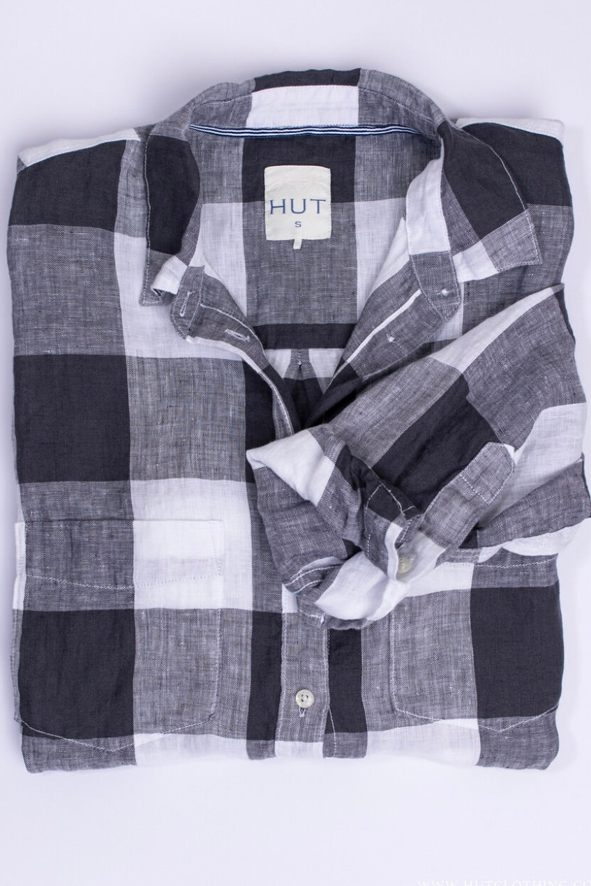 Slate Grey Large Gingham Boyfriend Shirt