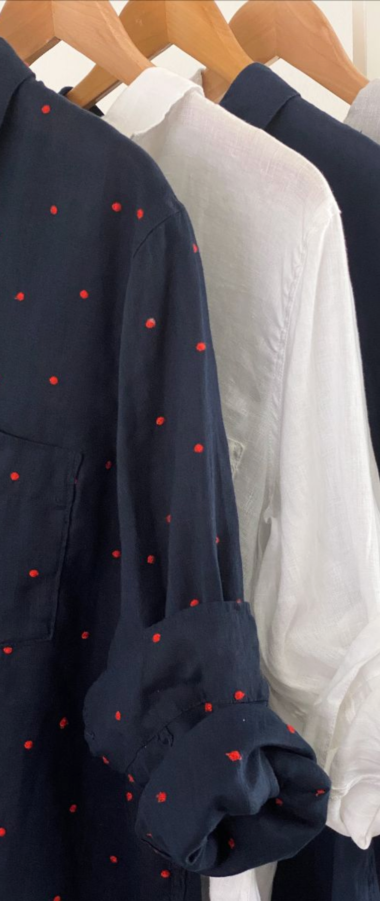 Navy and Red Dot Boyfriend Linen Shirt